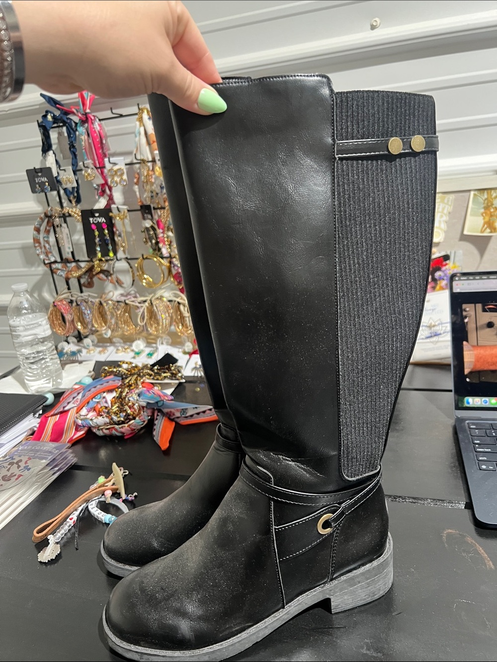 Black Knee-High Riding Boots